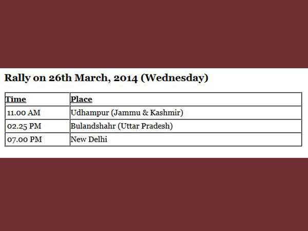 Rally on 26th March, 2014