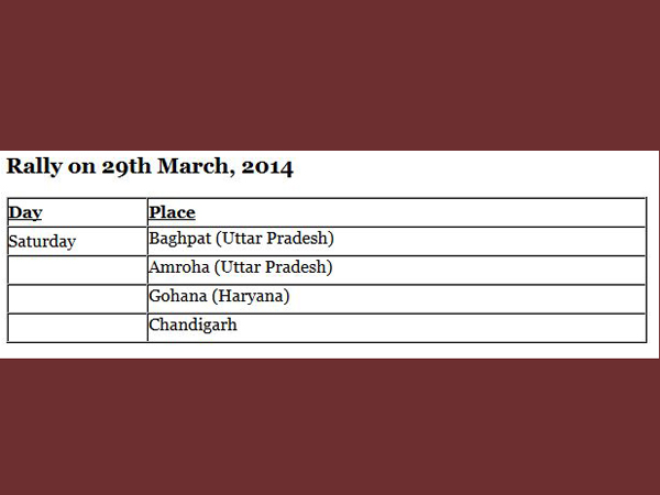 Rally on 29th March, 2014