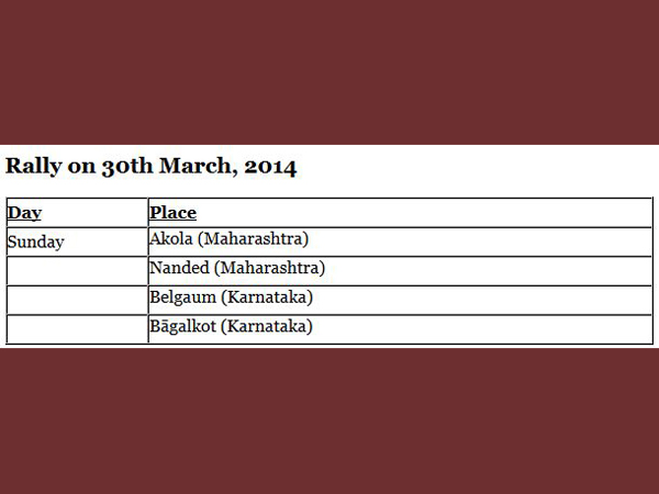 Rally on 30th March, 2014