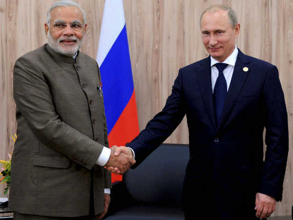 મોદી રશિયાના રાષ્ટ્રપતિ વ્લાદિમિર પુતિન