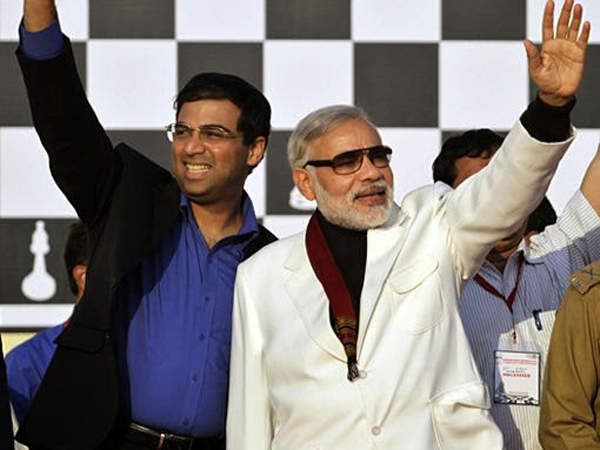 વિશ્વનાથ આનંદ સાથે નરેન્દ્ર મોદી