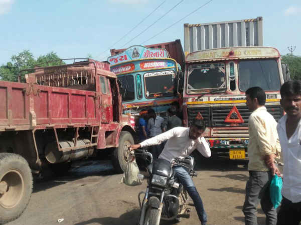 અમરેલીમાં 3 ટ્રક વચ્ચે ગમખ્વાર અકસ્માત