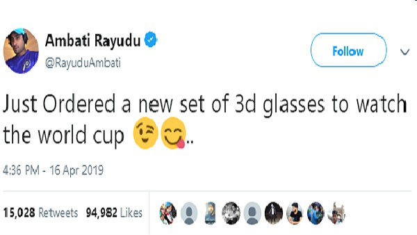 ક્યાંક આ ટ્વીટ તો રાયડૂને ભારે નથી પડ્યું?